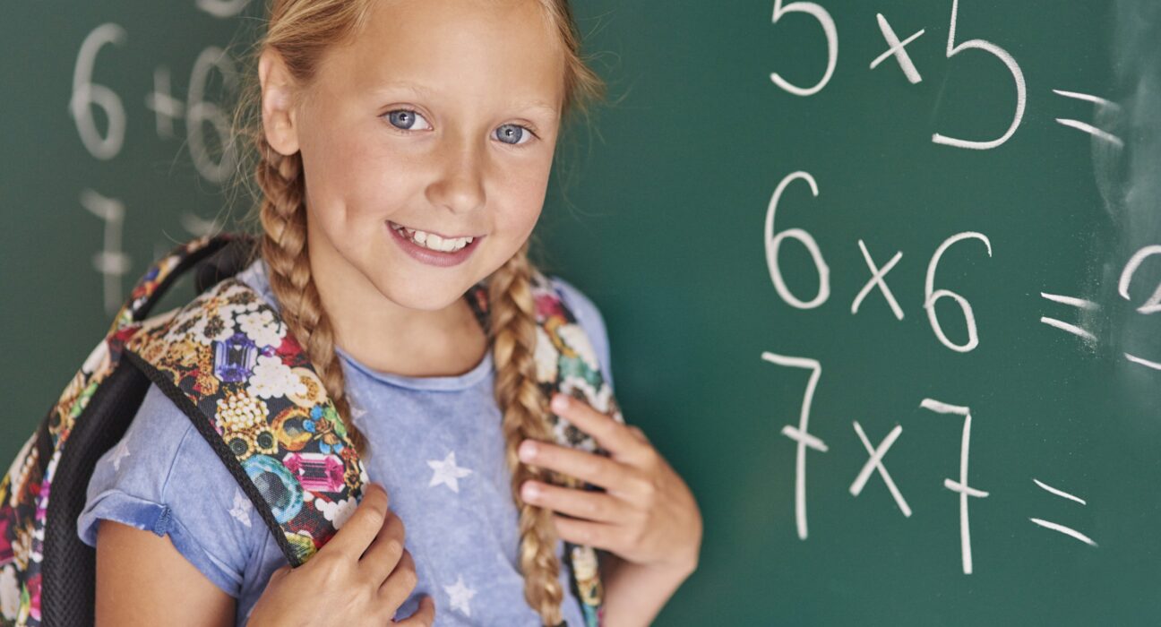 student blackboard with numbers