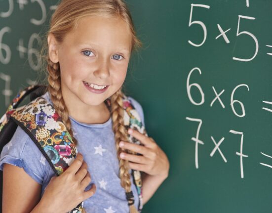 student blackboard with numbers